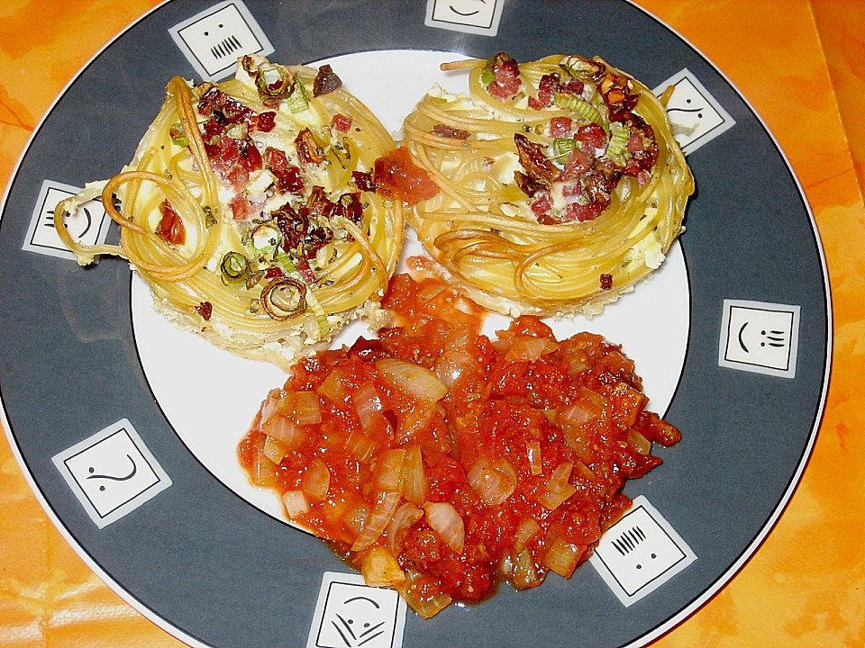 Spaghetti Muffins Mit Tomatensauce Von Sandy Chefkoch