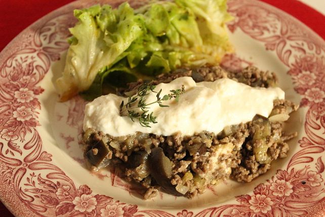 Auberginen Hackfleisch Pfanne Mit Joghurtdip Von Sokrue Chefkoch