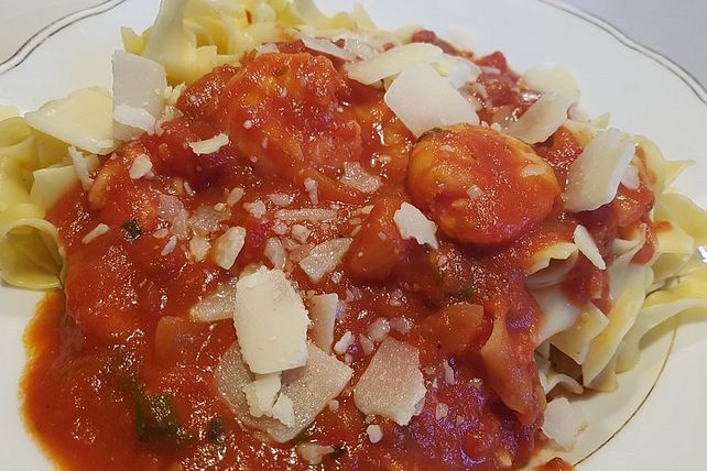 Tagliatelle Mit Scampi Tomatenso E Von Fritzi Chefkoch