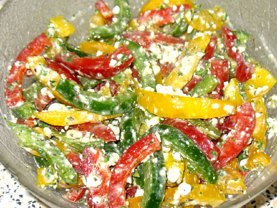 Paprika Tomaten Salat Mit K Rnigem Frischk Sedressing Von Patty