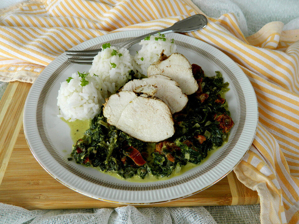 Hähnchen in cremiger Spinat Parmesan Soße Chefkoch