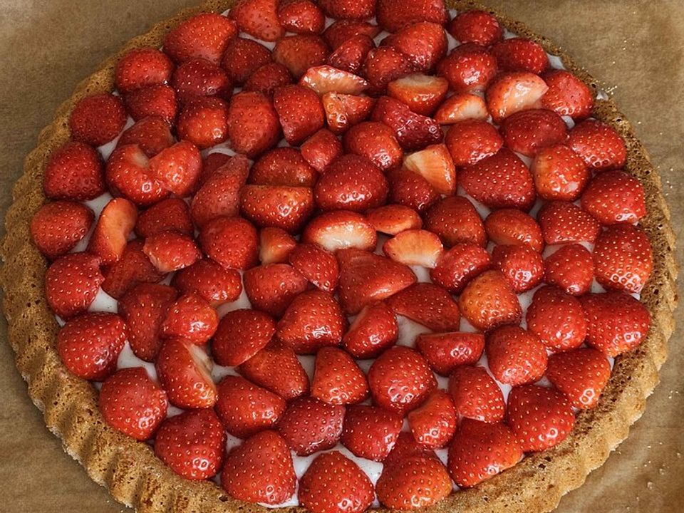 Erdbeerkuchen Mit Biskuitboden Und Vanillepudding Von Rhunecke Chefkoch