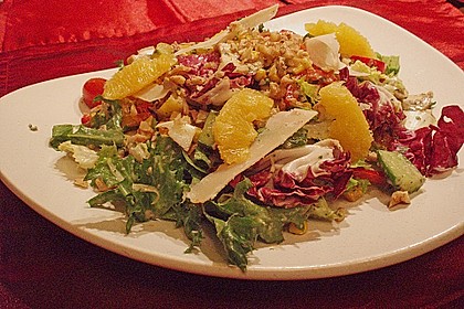 Rucola - Salat an Himbeer - Gorgonzola - Dressing (Bild)