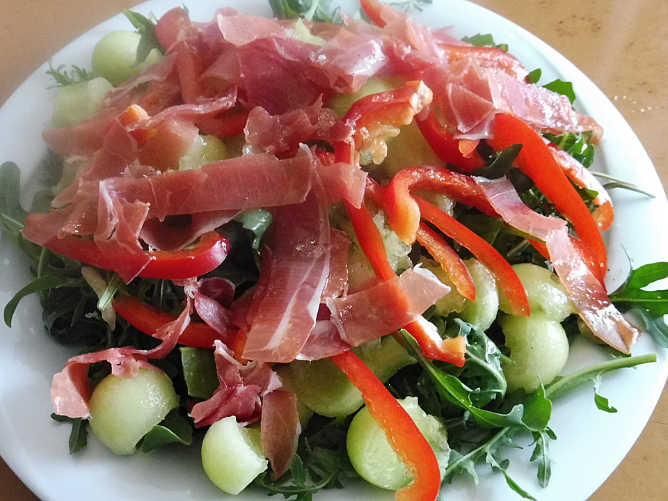 Melonen - Salat mit Rucola und Parmaschinken von kipo32 | Chefkoch