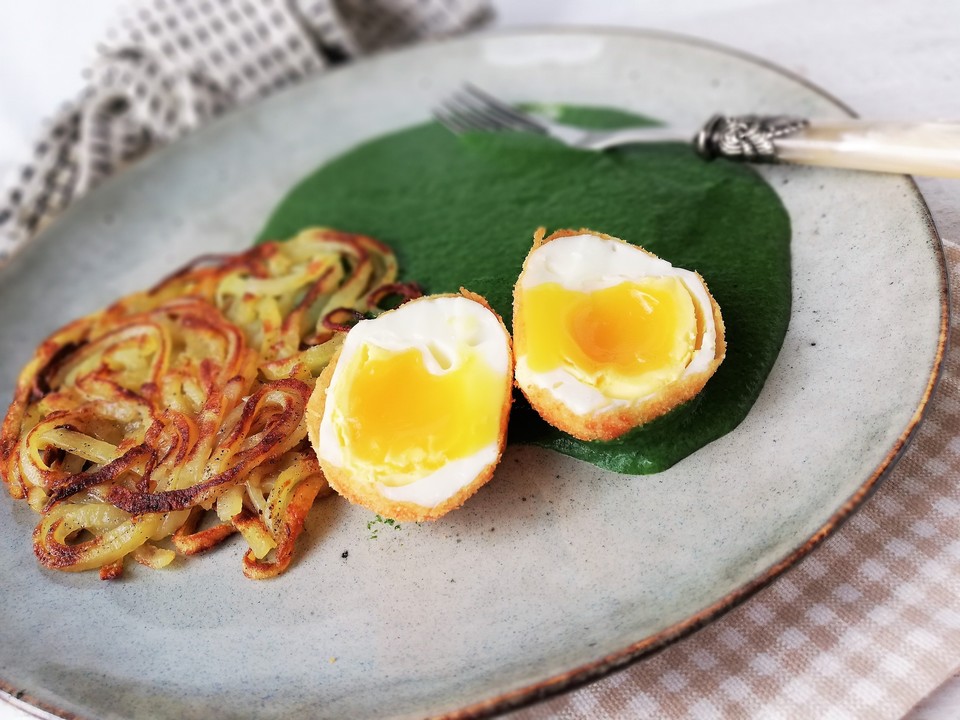 Töginger frittierte wachsweiche Eier von Herta | Chefkoch