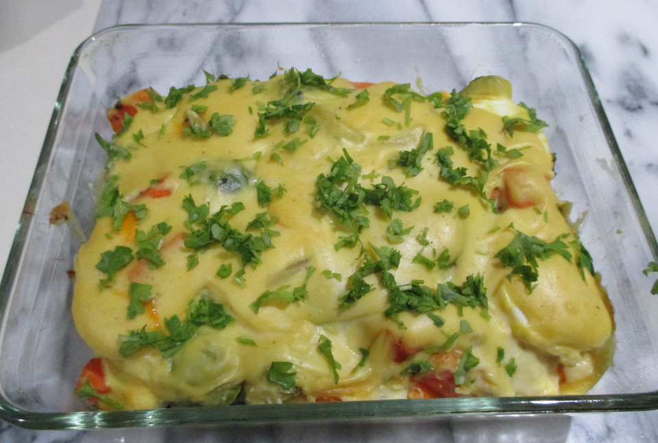 Eier - Gemüse - Auflauf mit Senfsauce von Fusselhase | Chefkoch