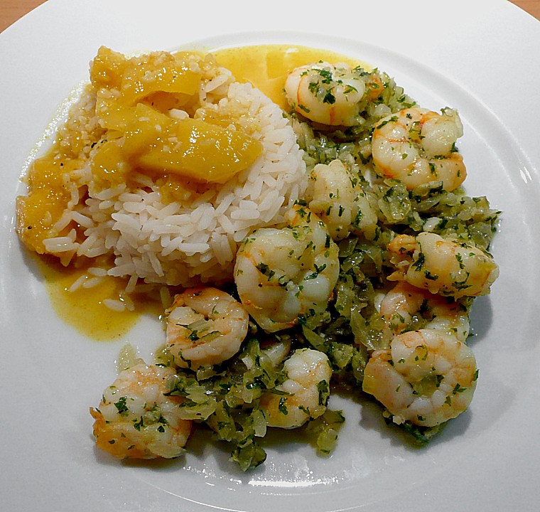 Riesengarnelen mit Mango - Erdnuss - Sauce von plumbum | Chefkoch