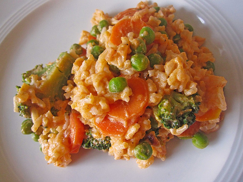 Reis - Gemüse - Pfanne mit Frischkäse - Tomatensauce von sky310 | Chefkoch