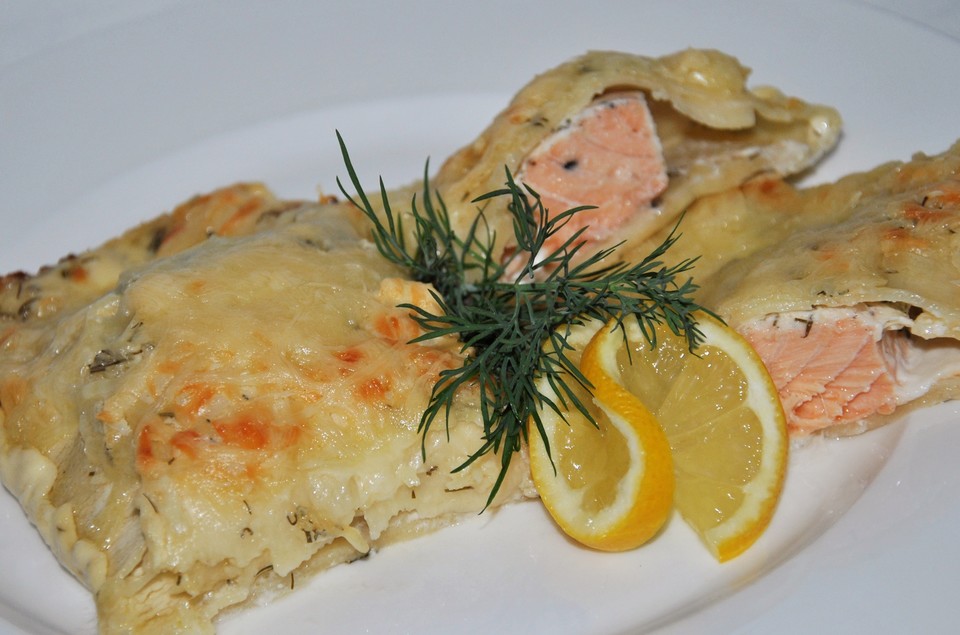 Lachsforellen - Lasagne mit Dillcreme von Manka | Chefkoch