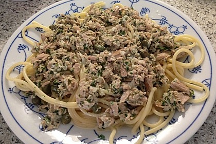 Spaghetti mit Weißwein - Thunfisch - Sauce (Bild)