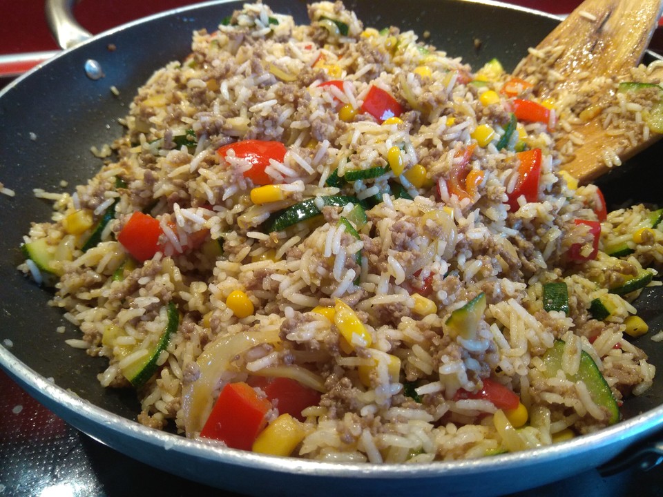 Bunte Pfanne mit Hackfleisch und Reis | Chefkoch