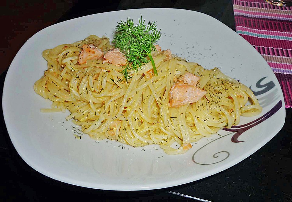 Spaghetti mit Lachs und Zitronensauce von Geris | Chefkoch