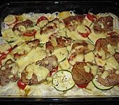 Tomaten-Zucchini-Gratin mit Filet (Bild)