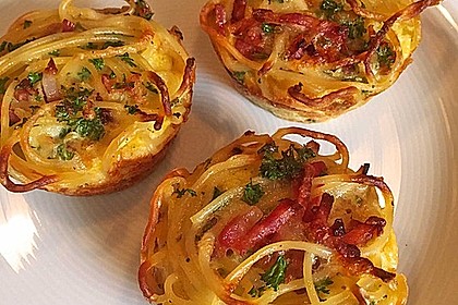 Spaghetti-Carbonara-Muffins (Bild)