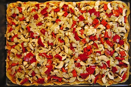 Pizza Knoblauch Champignon Paprika - vegan (Bild)