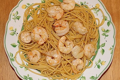 Spaghetti mit Knoblauchscampi (Bild)