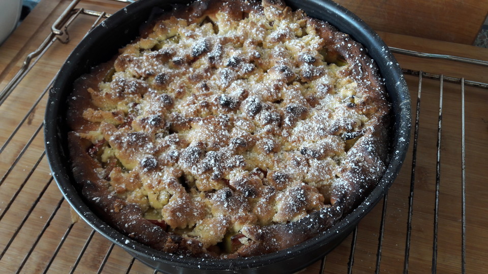 Rhabarber - Streusel Kuchen auf Quark - Öl Teig | Chefkoch