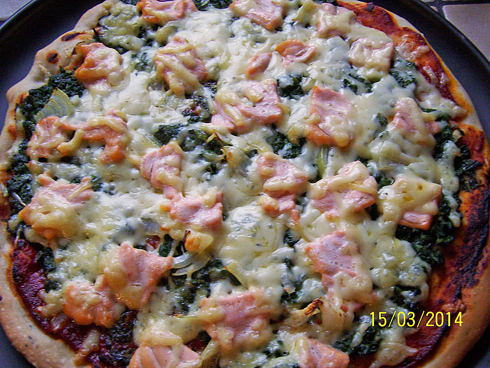 Lachs-Spinat-Pizza à la Mama - Ein raffiniertes Rezept | Chefkoch
