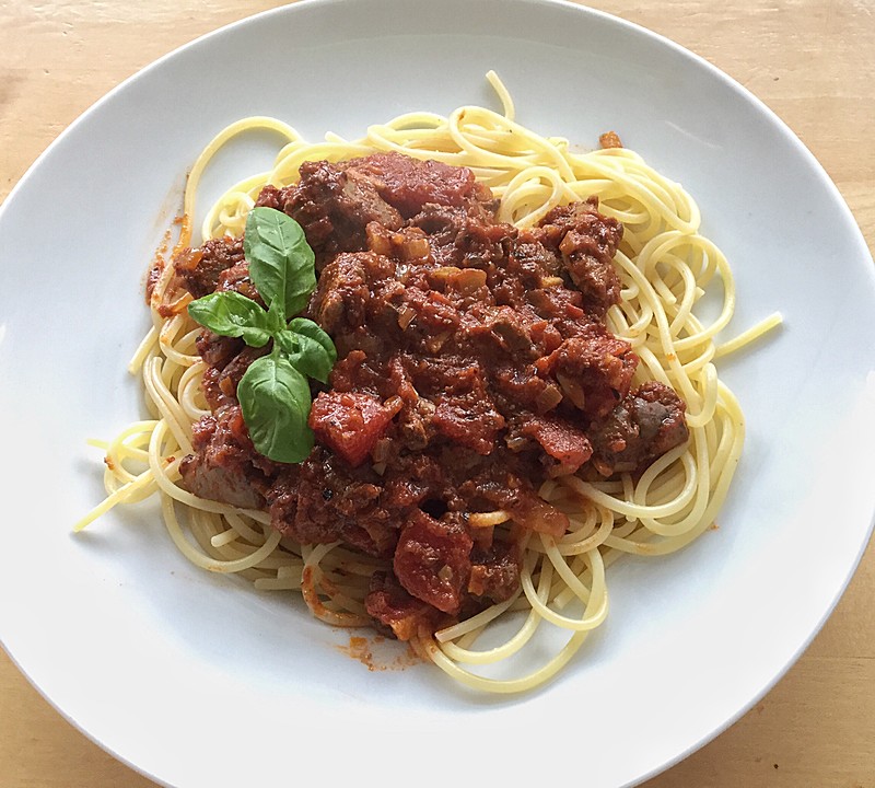 Spaghetti mit Tomaten-Leber à la Gabi von gabriele9272 | Chefkoch