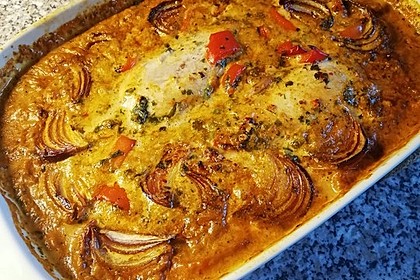 Zwiebel - Paprika - Sahne Hähnchen (Bild)