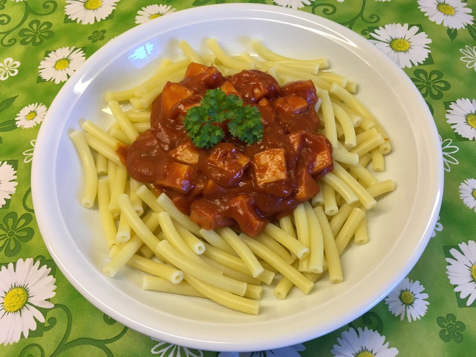 Makkaroni mit Tomaten - Fleischwurst - Soße | Chefkoch