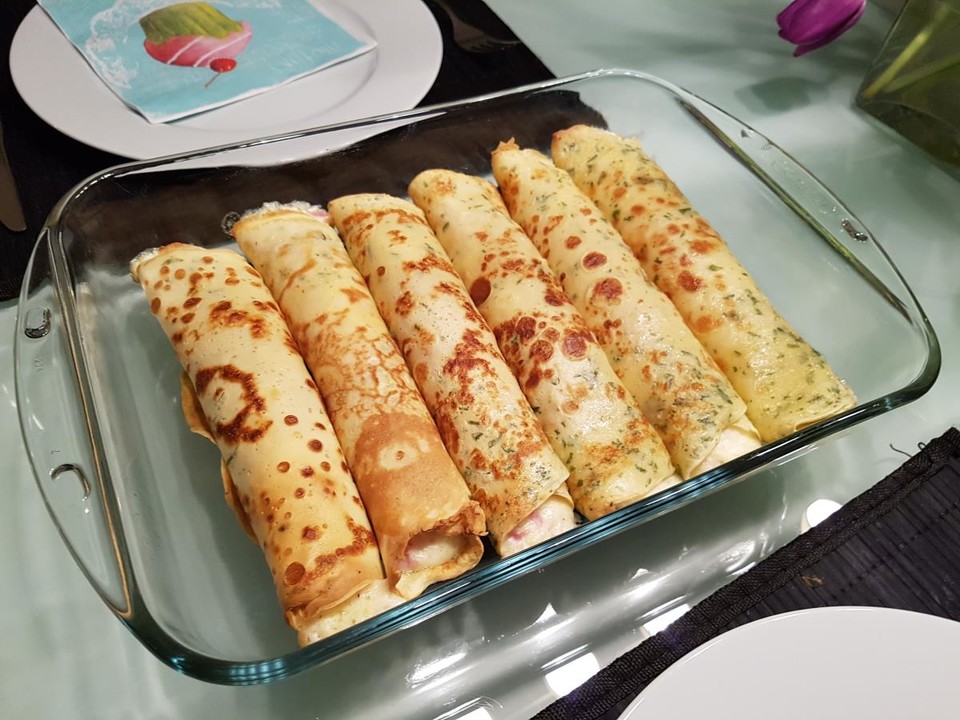 Pikante Pfannkuchen mit Schinken und Käse von nogikon | Chefkoch