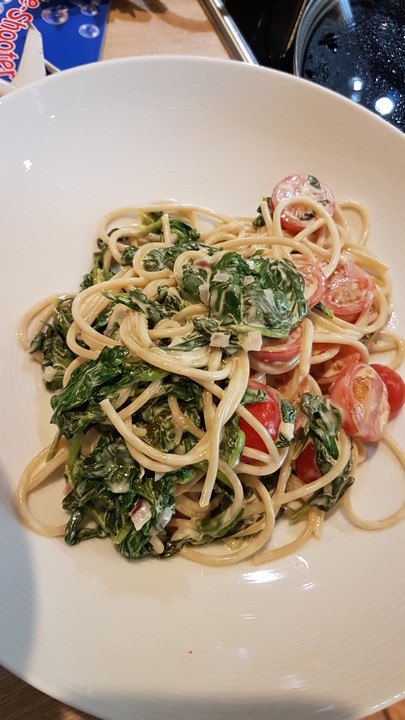 Pasta mit Blattspinat und Tomaten von wargele | Chefkoch