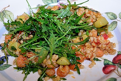 Scampi-Orzotto mit Zucchini und Rucola (Bild)