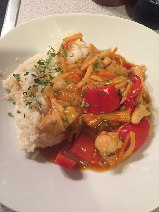 Hähnchen-Gemüse-Pfanne süß-sauer von Meriane | Chefkoch