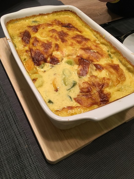 Pfirsich-Curry-Hähnchen-Auflauf von Cookinganna1 | Chefkoch
