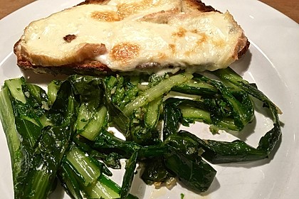 Blattzichorie mit apulischem Brot und geschmolzenem Taleggio, vegetarisch (Bild)