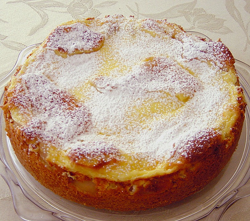 Birnenkuchen Birnen Kuchen Rahmguss Frischen Rezeptschachtel Einfacher Saftiger Backen Blech