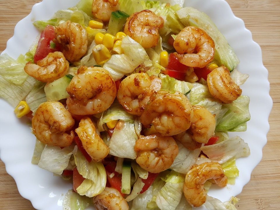 Bunter Salat mit Cajun-Shrimps von dens1ness | Chefkoch