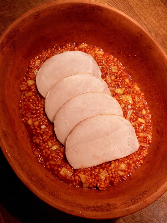 Rote Linsen mit Kasseler im Römertopf von sunliner | Chefkoch Rote Linsen mit Kasseler im Römertopf von sunliner | Chefkoch