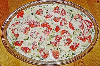 Seelachsauflauf mit Tomaten und Zucchini (Bild)