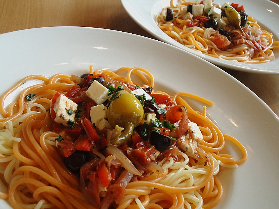 Vollkornspaghetti mit Gemüse und Schafkäse von Bärchenmama | Chefkoch