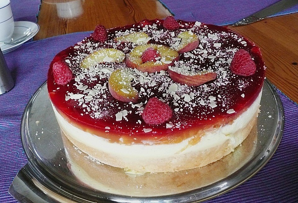 Leichte Pfirsich - Melba - Himbeer -Torte von Kristin1309 | Chefkoch
