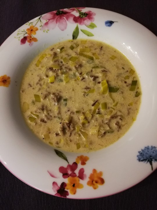 Käse-Lauch-Suppe mit Hackfleisch von Nitseltrik | Chefkoch.de