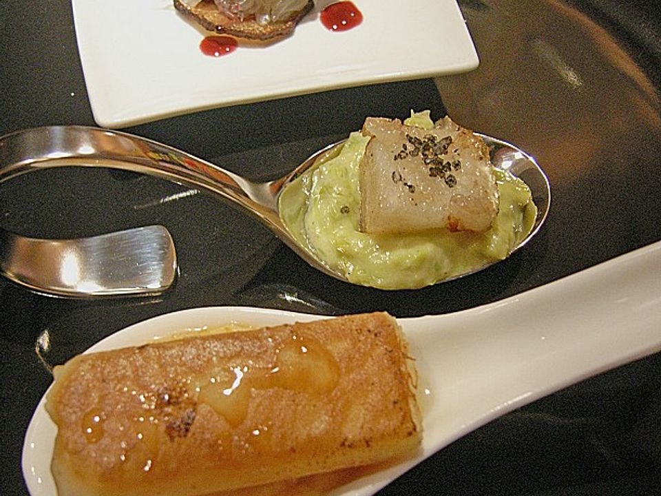 Nashi in Lardo, gebraten auf Süßkartoffel - Püree, Asche - Salz von ...