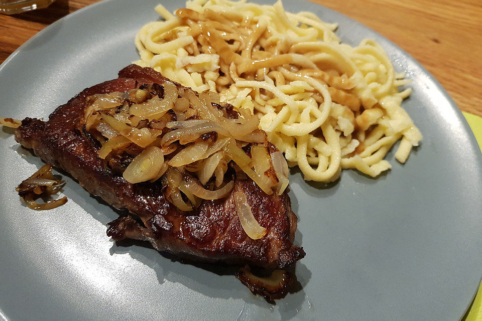 Schneller Rostbraten, schwäbische Art, rosa und trotzdem durchgegart