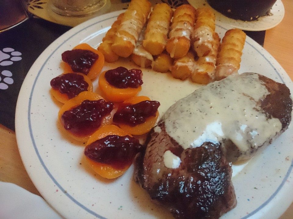 Pfeffersteak mit Aprikose von susili101| Chefkoch