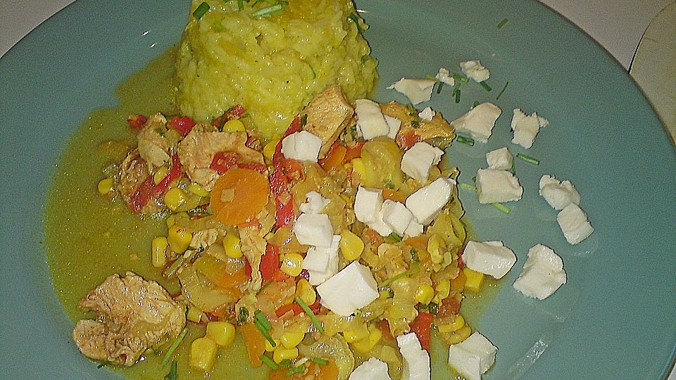 Curryhähnchen mit Basmati - Orangen - Reis von Tonita| Chefkoch