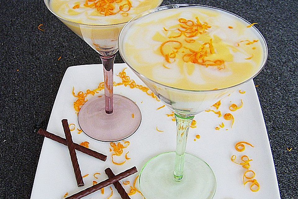 Orangenvlaflip mit Schokosticks