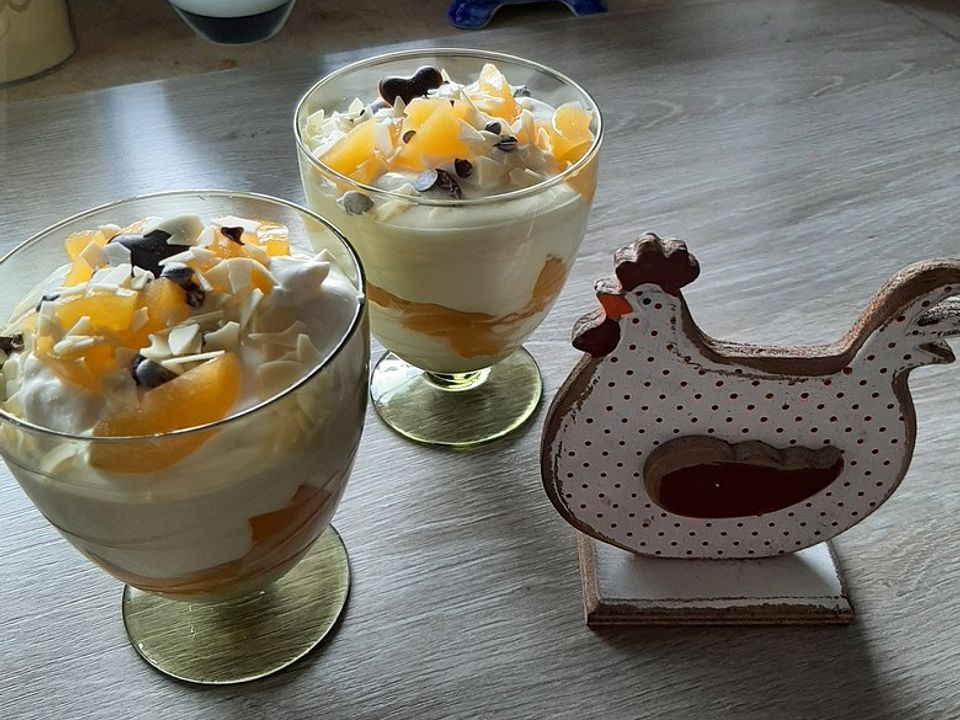 Topfencreme - Dessert mit Eierlikör und Pfirsichen von mima53| Chefkoch