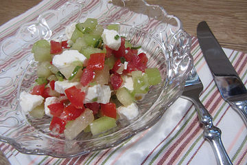 Tomatensalat Mit Honigmelone Und Schafskase Von Peppers07 Chefkoch