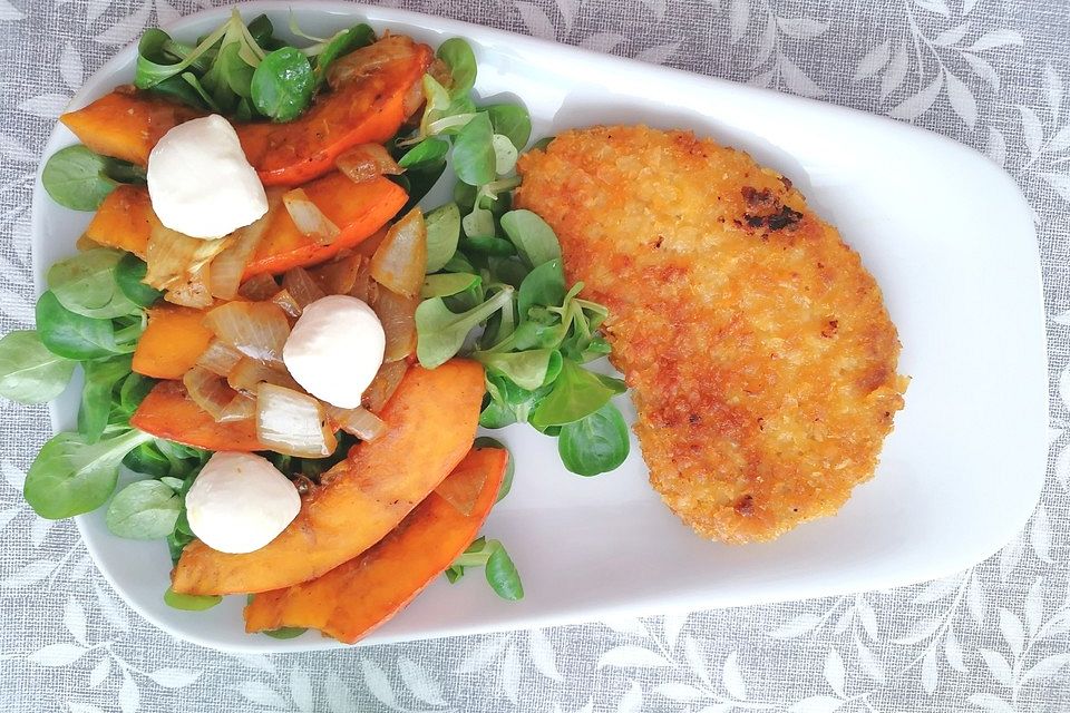 Feldsalat mit gebratenem Kürbis