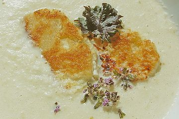 Fenchel-Schaumsüppchen mit gebackenen Ziegenkäse-Panini