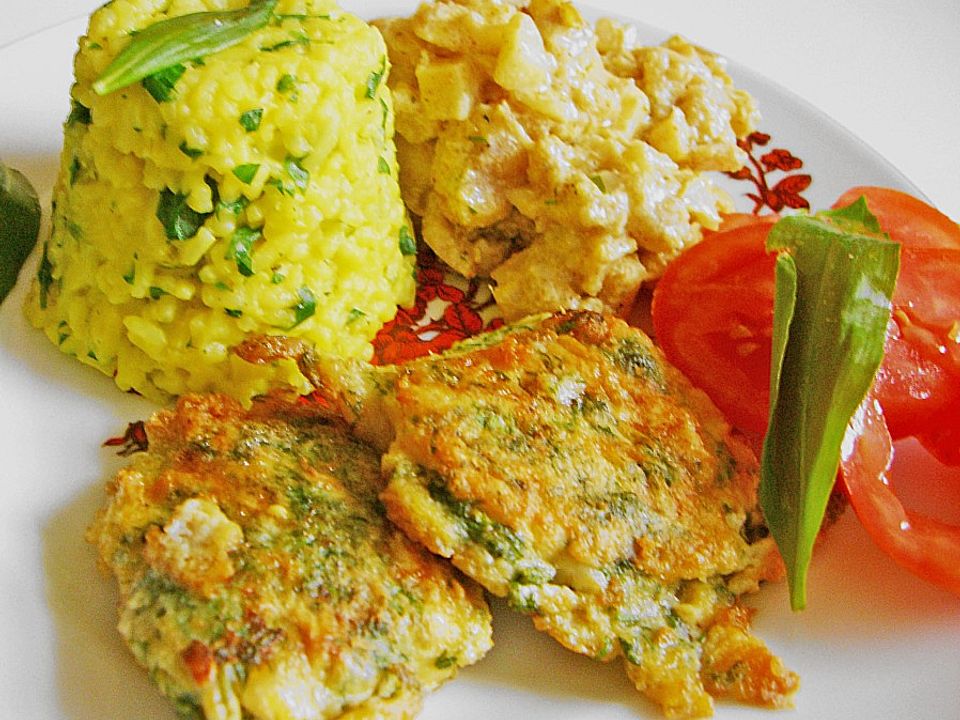 Fisch mit Bärlauch-Panade, Bananencurry und Bärlauch-Kurkuma-Reis von ...