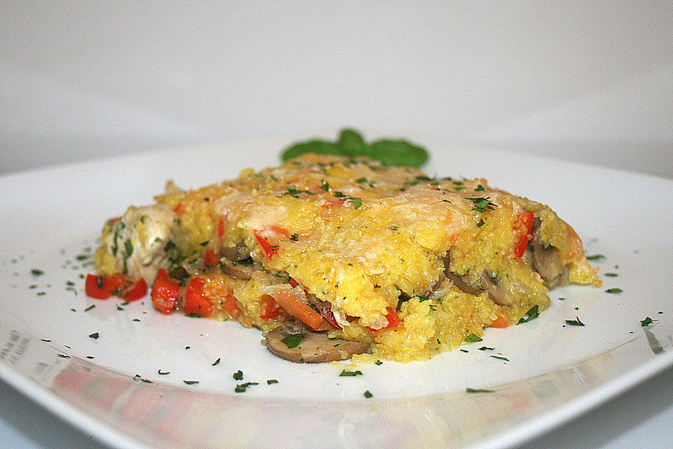 Polenta-Auflauf mit Hähnchenbrust