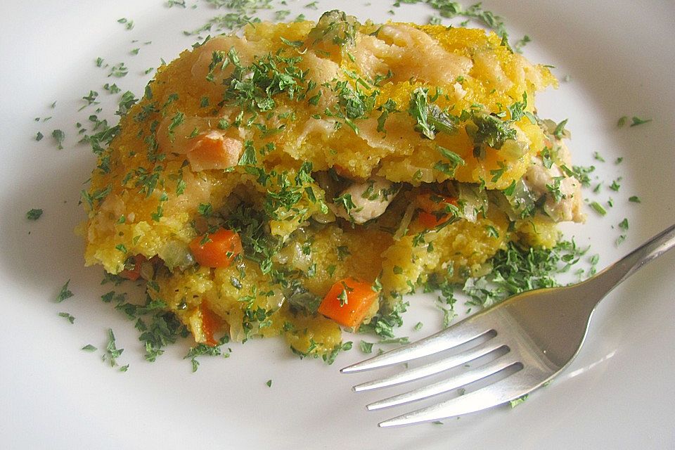 Polenta-Auflauf mit Hähnchenbrust